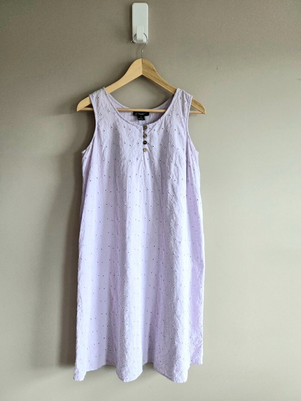 Fiori 100% Cotton Lavender Midi Eyelet Dress Embroidered Floral Details
